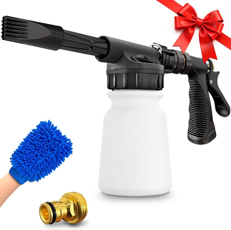 ARTIPOLY Car Wash Foam Gun + Microfiber Wash Mitt - Car Foam Sprayer - Foam Cannon for Hose - Spray Foam Gun Cleaner - Snow Foam Blaster for Cars, Boats, RVs, Foam Cannon Connects to Any Garden Hose - Image 1